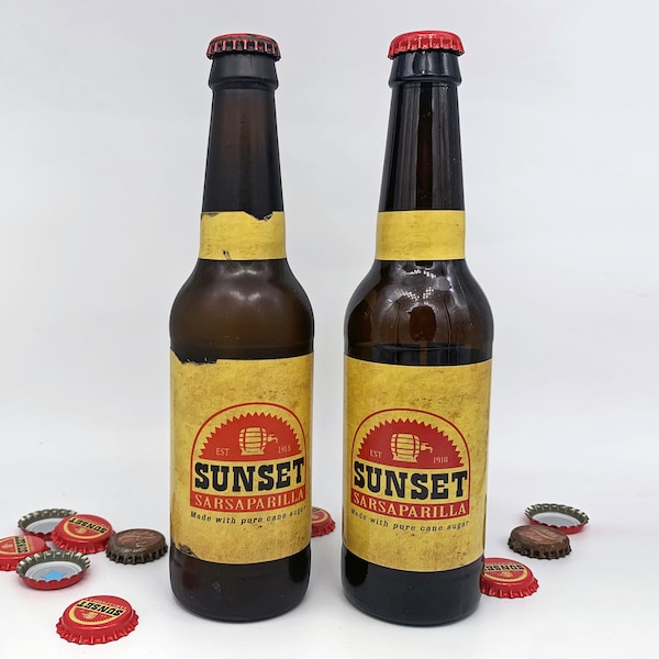 Sunset Sarsaparilla Root Beer Glass Bottle Prop