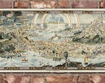 Vintage 1920’s Fairy Fantasy Map of Fairyland Poster Print - 17” x 60”
