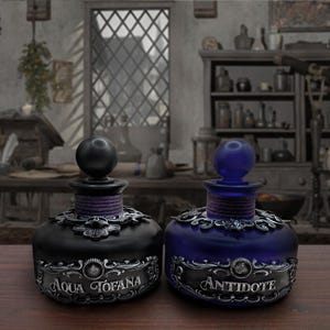 Aqua Tofana i Antidote Magic Potion Duo Apteka Zielarstwo Szklana Butelka Rekwizyt