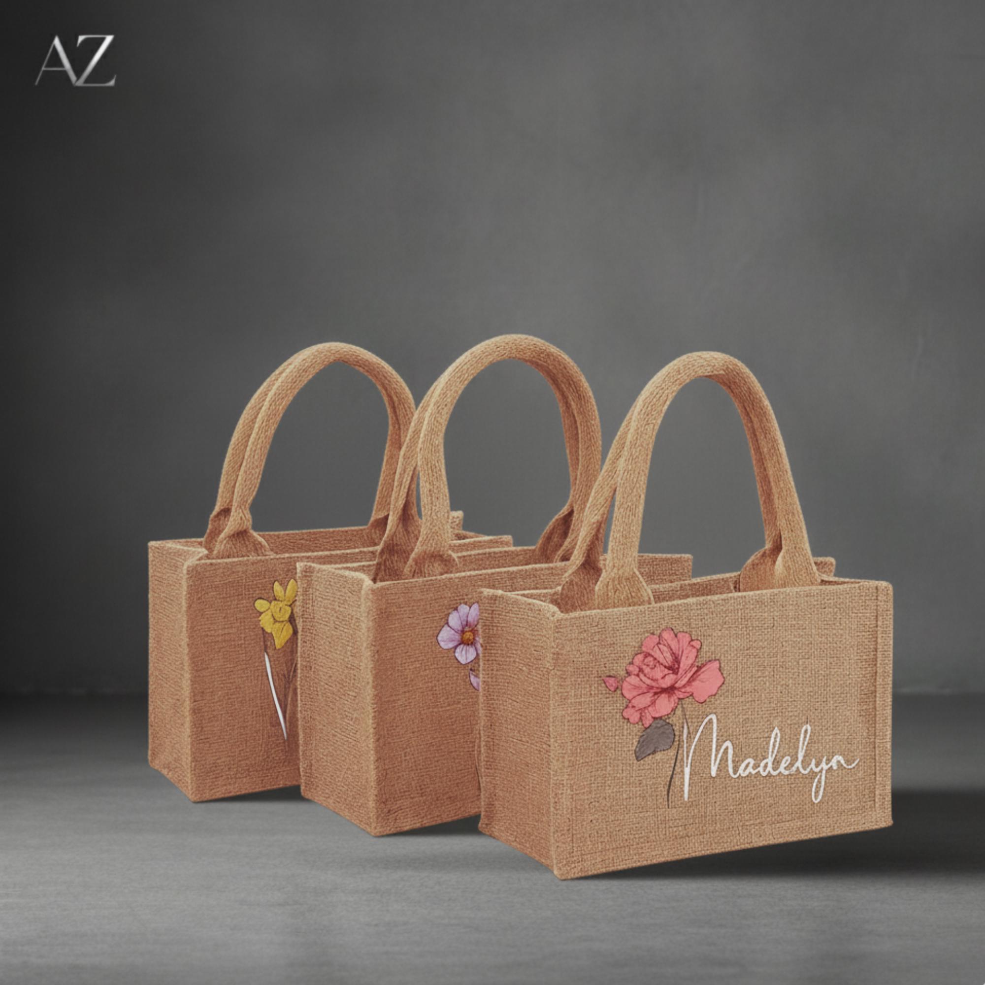 Sac Fourre-tout Personnalisé En Toile De Jute : Sac De Plage En Jute Avec Fleur De Naissance - France