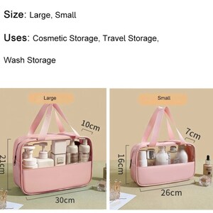 Borsa da toilette per cosmetici personalizzata, borsa per il trucco, borsa per cosmetici da viaggio impermeabile di grande capacità, pelle PU immagine 8