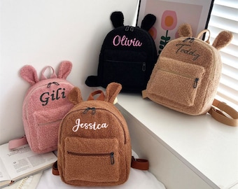 Personalisierter gestickter Teddybär-Rucksack, kundenspezifischer Teddy-Kinderrucksack mit Monogramm, Kleinkindrucksack mit Namen, Vorschulrucksack