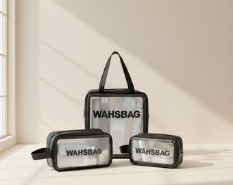 Transparent Makeup Bag Set, Travel Cosmetic Pouch, Organizer, Toiletry Bag