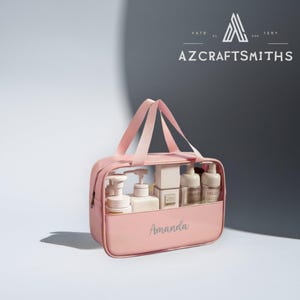 Trousse de toilette personnalisée, Trousse à maquillage, Trousse à cosmétiques de voyage imperméable grande capacité, cuir PU