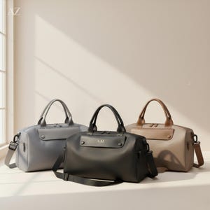 Personalized Leather Duffle Bag for Men: Handmade Travel Weekender image 1