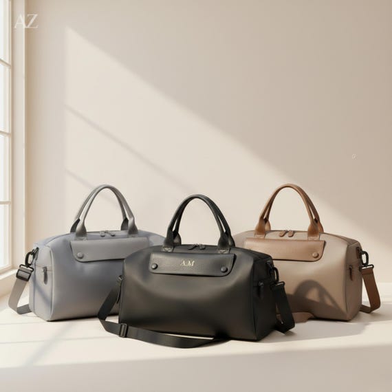 Personalized Leather Duffle Bag for Men: Handmade Travel Weekender
