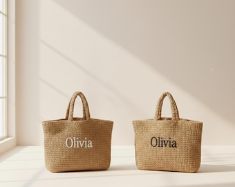 Woven Tote Bag Personalized Custom Name Eco-Friendly