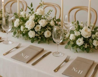 Personalisierte Servietten, Hochzeit, Verlobung, Feier, Geburtstag Standesamt, Taufe, Tischdekoration, Initialen,
