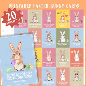 Ensemble de cartes imprimables Joyeuses Pâques oeufs de Pâques carte postale numérique Carte de voeux amusante à imprimer et à découper, les amis de la famille, les collègues de travail adorent Joyeuses Pâques