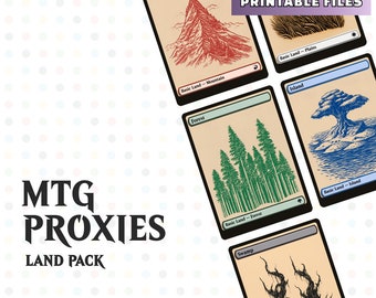 Minimalistische MTG-Land-Proxy-Grafiken – Druckbare Standardländer (PDF & PNG)
