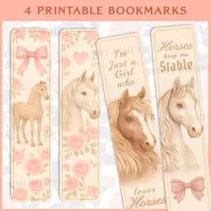 Coquette Horse Printable Bookmarks, Floral Equestrian Bookmark Set Horse Cottage Soul Romance floral Stable for Girl cowgirl ride download