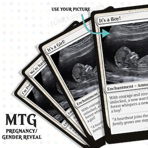 MTG Schwangerschaft enthüllen Karte - benutzerdefinierte alternative Kunst druckbare magische Karten | Einzigartiges Geschlecht Ankündigung Geschenk für Familie Baby Shower Jungen Mädchen