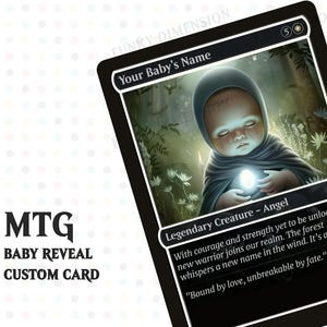 MTG Baby Boy Reveal Tarjeta personalizada - Tarjeta mágica imprimible de arte alternativo / Regalo de revelación de género para fiesta familiar y baby shower Regalo de papá recién nacido