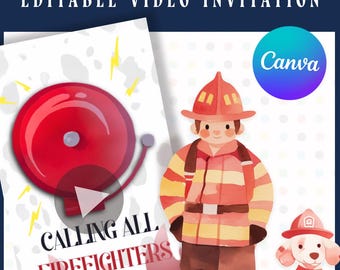 Geburtstagseinladung per Video, personalisierbare Einladung mit Feuerwehrauto, Einladung zur Feuerwehrparty, animierte Fotoeinladung mit individuellem Motiv k1