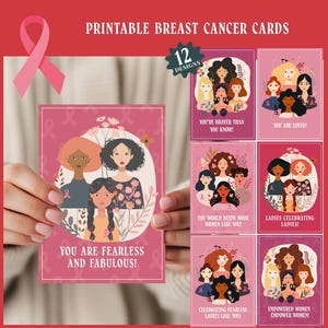 Ensemble de cartes d'encouragement pour le cancer du sein pour l'autonomisation des femmes | Inspirant, féministe Célébration d'une femme féroce, rétablissement, force