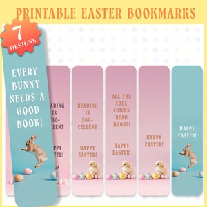 Pacchetto segnalibri di Pasqua! Set di segnalibri PDF con coniglietto, uova e pulcino per la lettura di Pasqua, regalo di Pasqua, stampa di Pasqua a casa