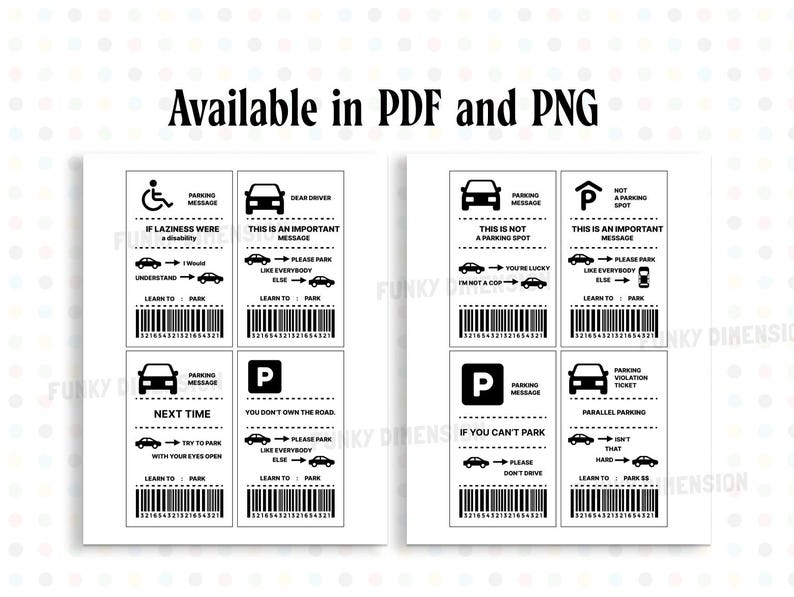 Printable Bad Parking Cards, Fake Parking Ticket, You Park Like an ...