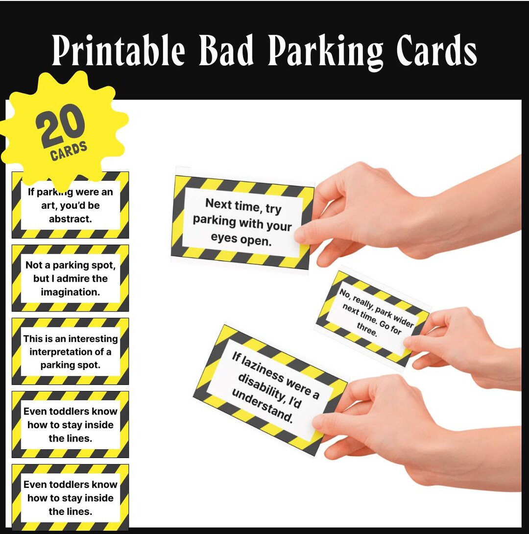 thumbnail image 2 of Witty Yetis Bad Parking Business Cards 5 Fun Designs, 50 Note Pack. Shame The Idiot Parkers Of The World With Swift Justice. Funny Revenge For Mean Road Ragers & Morons. Gag Gift 2 of 9