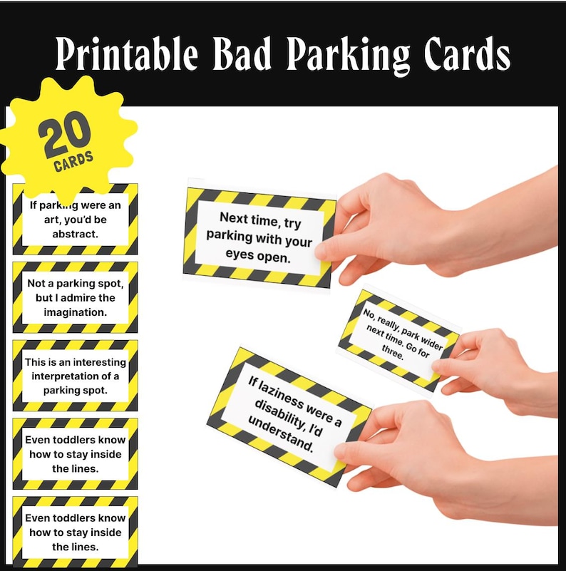 Printable Bad Parking Cards, Funny Fake Parking Ticket, You Park Like