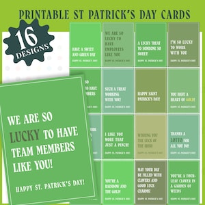 St. Patricks Day Karten-Bundle für Kollegen, Freunde, irische Inspiration, festliche Grüße, Kleeblatt Glück St. Patricks digital bedruckbar