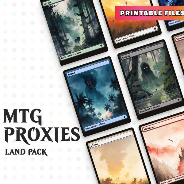 MTG Land Proxies - Art alternatif - Paquet de cartes magiques imprimables : Terrains de base