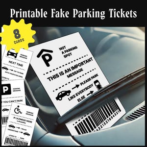 Afdrukbare slechte parkeerkaarten, nep-parkeerkaart, je parkeert als een idioot Grappig, sarcastisch slecht parkeren, grap Bad Note-download Leren parkeren