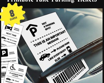 Druckbare Bad Parkkarten, Fake-Parkticket, Parken Sie wie ein Idiot Lustig, sarkastischer Fehlparkplatz, Gag Bad Note Download Einparken lernen