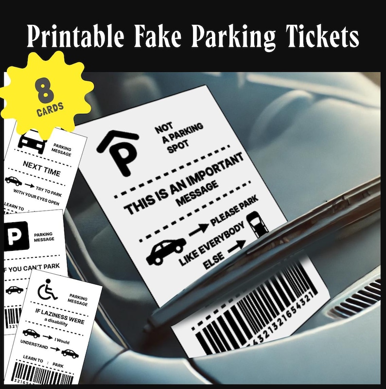 Printable Bad Parking Cards Fake Parking Ticket You Park Like an