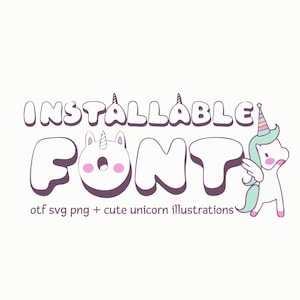 Fuente de unicornio SVG PNG Alfabeto Clipart Minimalista Globo Doodle Letras, baby shower Niña Niño Recién nacido Nombre Letrero Decoración Habitación Infantil Divertido kawaii