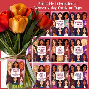 12 biglietti per la giornata internazionale della donna per colleghi, amici, familiari, biglietti di apprezzamento stampabili, incoraggiamento, ispirazione, 8 marzo femminista
