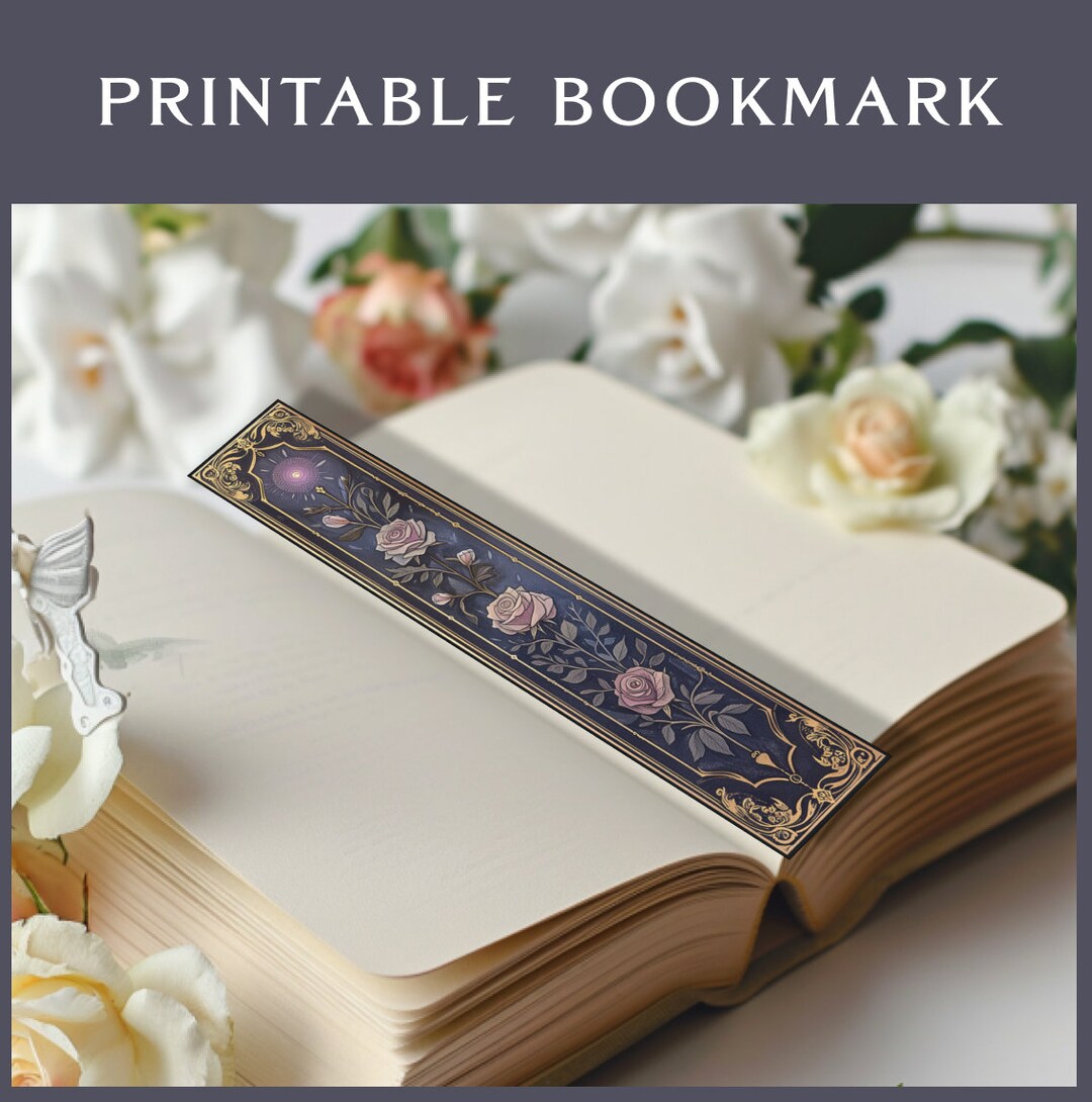 Printable Bookmark Mystical Roses Sword Magical for Book Lovers for ACOTAR Lovers Medieval - Etsy