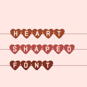 Fonte em formato de coração OTF SVG, letras de rabiscos do alfabeto de coração, fonte de amor Doodle, contas de letras, dia dos namorados, chocolate amor instalável choco