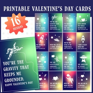 Imprimables Espace Saint-Valentin | Étiquette cadeau imprimable | Cartes de Saint-Valentin amusantes Space Galaxy pour adultes et enfants | Cadeau amusant pour la Saint-Valentin