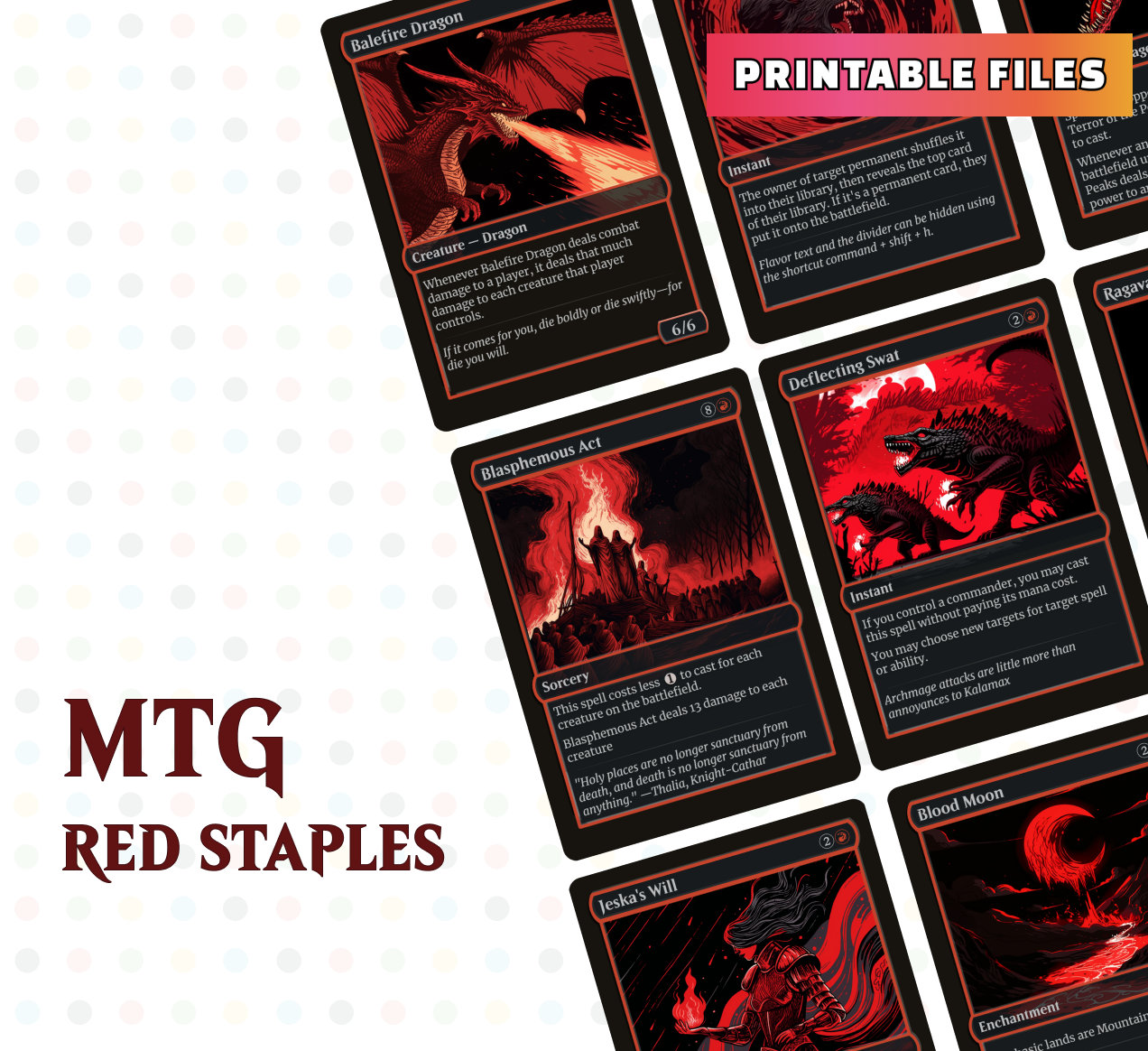 MTG Proxies Printable Magic Cards Package Red Pack Alternate Art Etsy