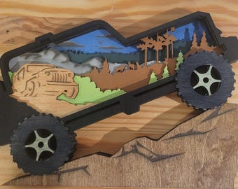 Jeep Layered Wood Art