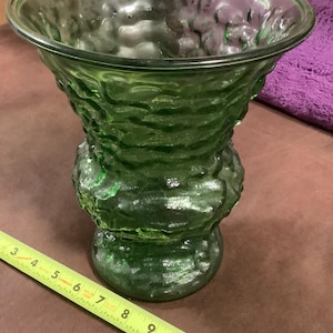 Brody Crinkle Glass Large Vase 11” Vintage