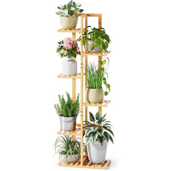 Plant Stand Indoor, 6 Tier 7 Potted Bamboo Plant Stands for Indoor Plants, Corner Plant Stand,Plant Shelf For Indoor, Tiered Plant Stands, P