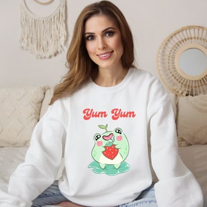Kawaii Frog Sweatshirt, Cute Sweatshirt, Cute Frog Sweatshirt, Funny Sweatshirt, Kawaii Sweatshirt, Meme Sweatshirt, Cute Crewneck for Women