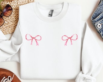 Coquette Sweatshirt, Roze Bogen Sweatshirt, Coquette Kleding, Coquette Esthetiek, Schattig Sweatshirt, Coquette Bow, Sweatshirt voor vrouwen