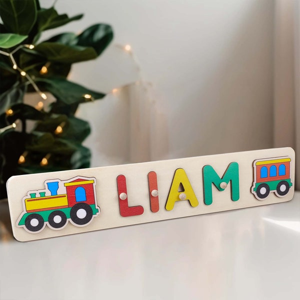 Wooden Name Puzzle New Christmas Gifts for Kids Baby With Pegs Montessori Shower Toddler Toys 1st Girl and Boy