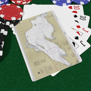 Cartes de poker personnalisées du lac Supérieur. Le thème parfait des Grands Lacs pour un camp de chasse ou de pêche, un chalet d'été ou un chalet sur le lac. Vie sans sel.