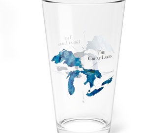 Great Lakes 16oz Mixing Glass, Unsalted Outfitters Pint, Lake Michigan Beer mug, Cocktail Tumbler, Michigan Rocks, Liquor Jar.