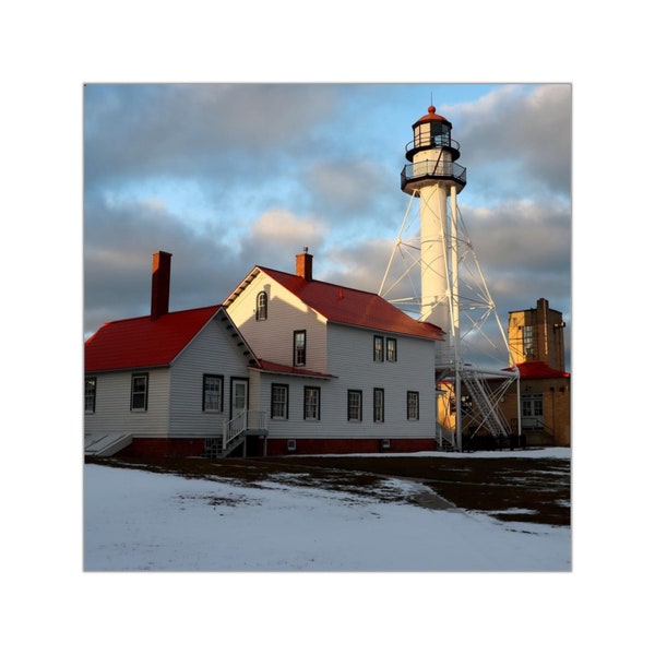 Great Lakes Whitefish Point Lighthouse Vinyl Stickers. Famous Agate Beach Where the Edmund Fitzgerald Sank on Lake Superior.