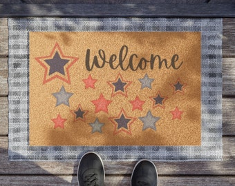 Doormat Star Spangled Welcome Patriotic Door Mat Independence Day gift Housewarming Gift Closing Gift Welcome Doormat American Stars 1776