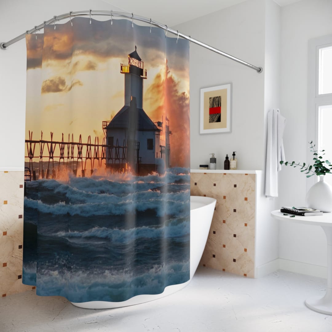 Great Lakes Lighthouse Shower Curtain. Perfect for the Summer Cottage