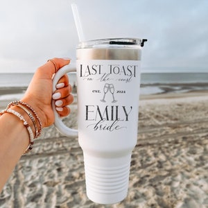 Last Toast on the Coast Personalized Insulated 40 oz Tumbler, Bachelorette Parties, Gifts for Brides, Drinkware for Bachelorette Beach Trip