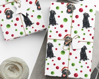 Black Lab Wrapping Paper, Cute Pet Gift Wrap, Holiday Gift Wrap, Dog Lover Decor, Birthday Wrapping, Black Lab Gift Wrap