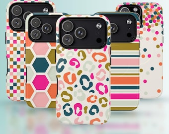 Funda magnética colorida para teléfono, rosa, naranja y verde. Funda magnética resistente para teléfono.