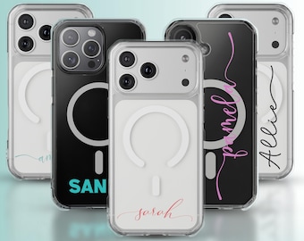 Funda magnética transparente personalizada para teléfono / Funda con nombre personalizado