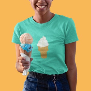 T-Shirt Eistüte | Sommer-T-Shirt | Buntes grafisches Eis-Kegel-Shirt | Unisex Jersey Kurzarm T-Shirt